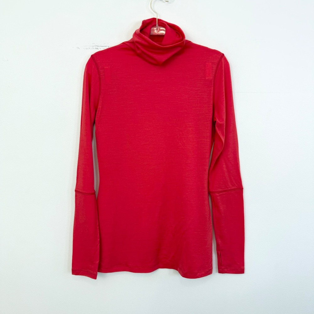 Lululemon St. Moritz Jersey Red Merino Wool Turtleneck Top Size 8